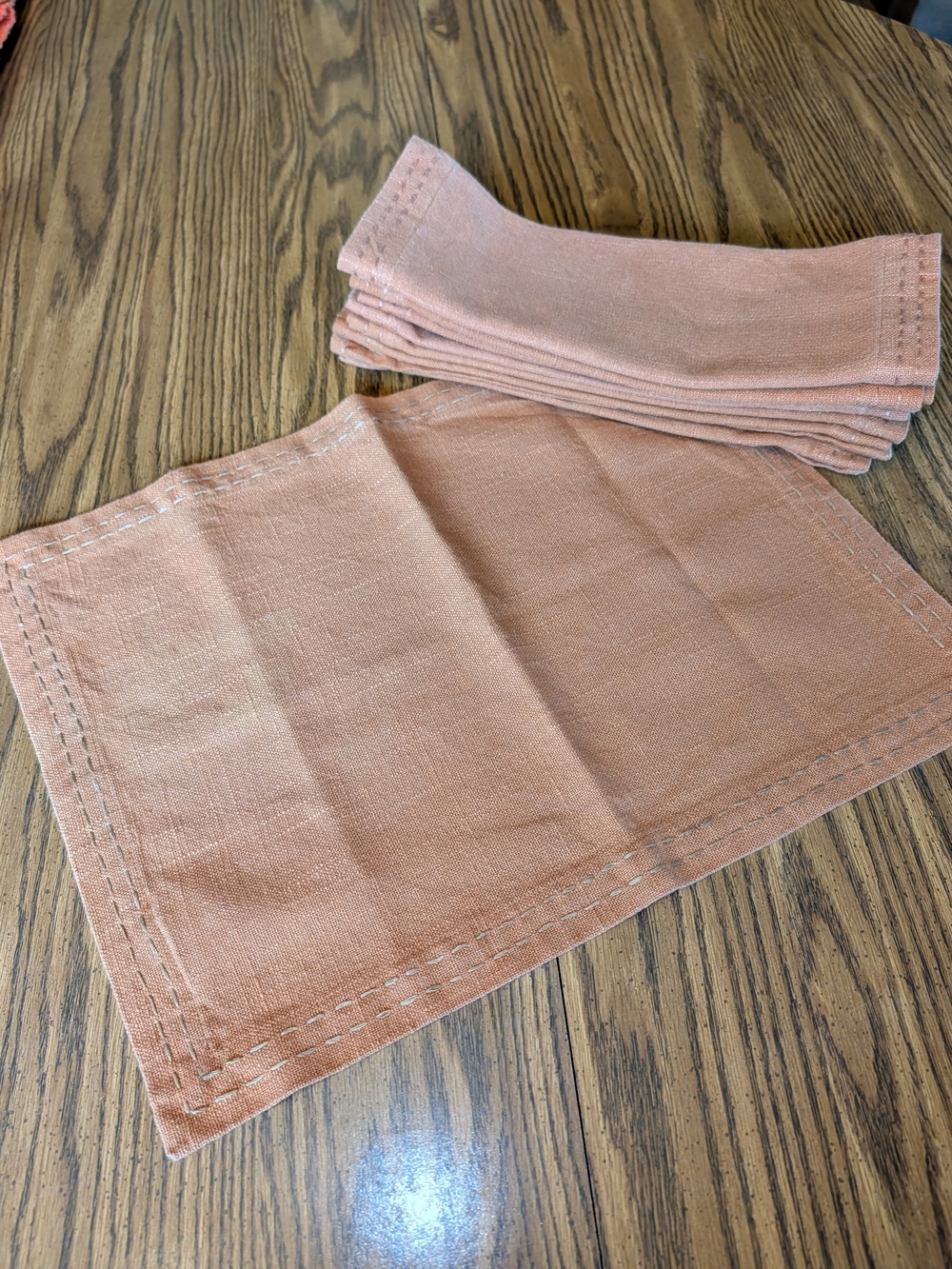 Set Of 8 Dusty Orange Fall Place Settings Napkins 100% Cotton Bee & Willow